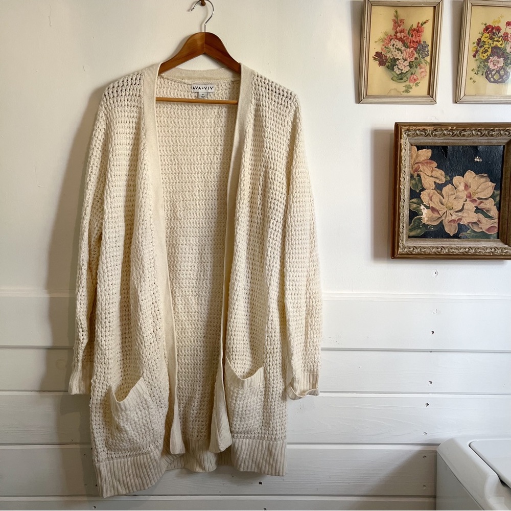 AVA VIV Cream Cardigan 2X
